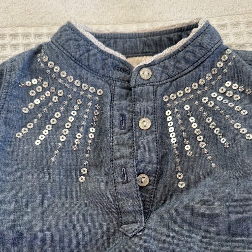 OshKosh B'gosh Blue Denim Top with Silver Accents size 12M - Picture 2 of 5